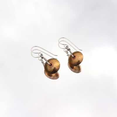 Bronze and Copper Disk Earrings