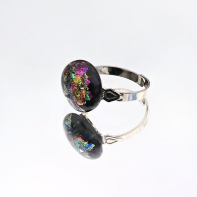 Dichroic Glass and Sterling Silver Ring